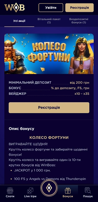 Колесо Фортуни казино winboss